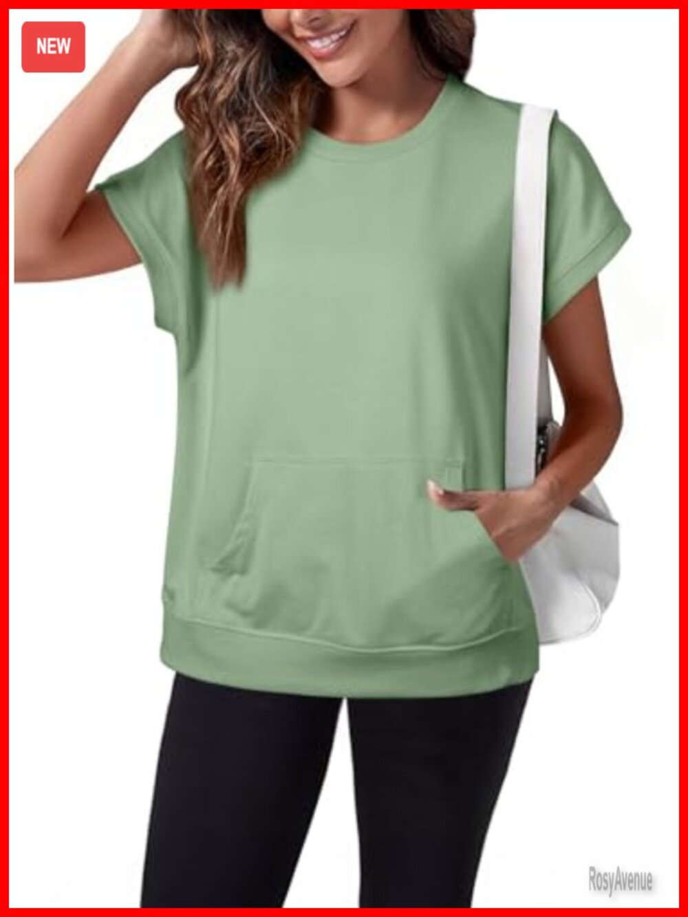 SHEWIN Womens Summer Sweatshirt Short Sleeve Pullover Loose Fit Crew Neck